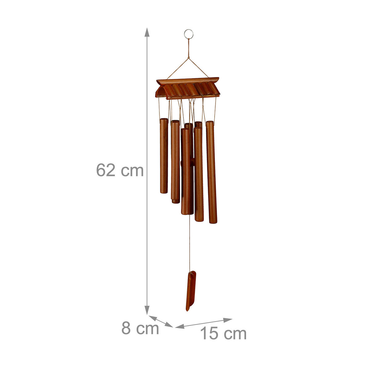 WINDSPIEL - Braun, Holz (8/15/62cm) - Relaxdays