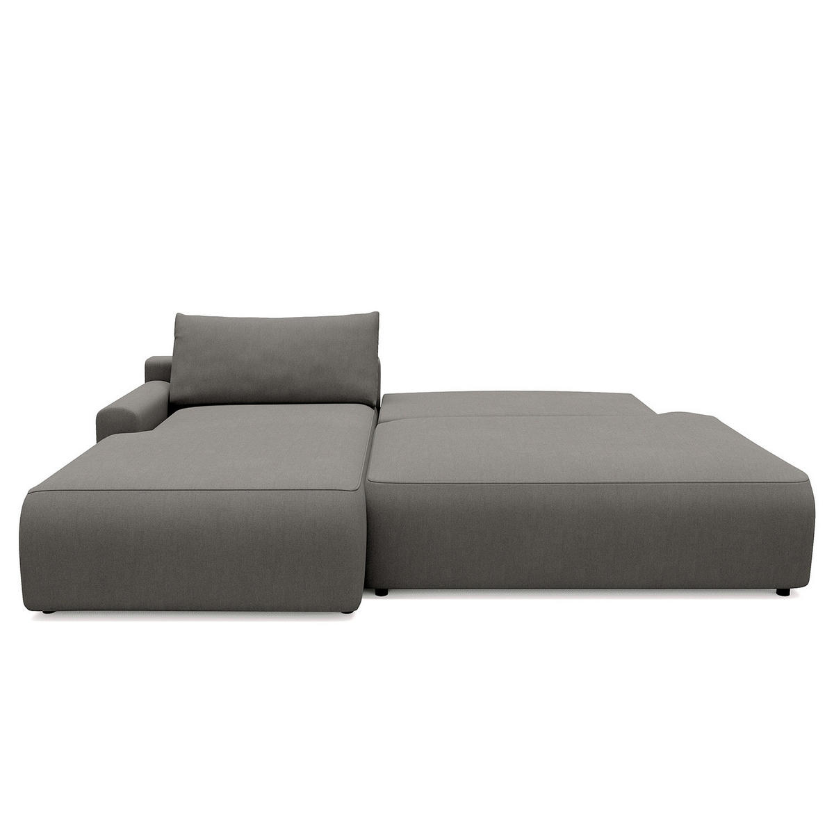ECKSOFA mit Schlaffunktion - Longchair - Dunkelgrau/Schwarz, Kunststoff/Textil (253/167cm) - home24