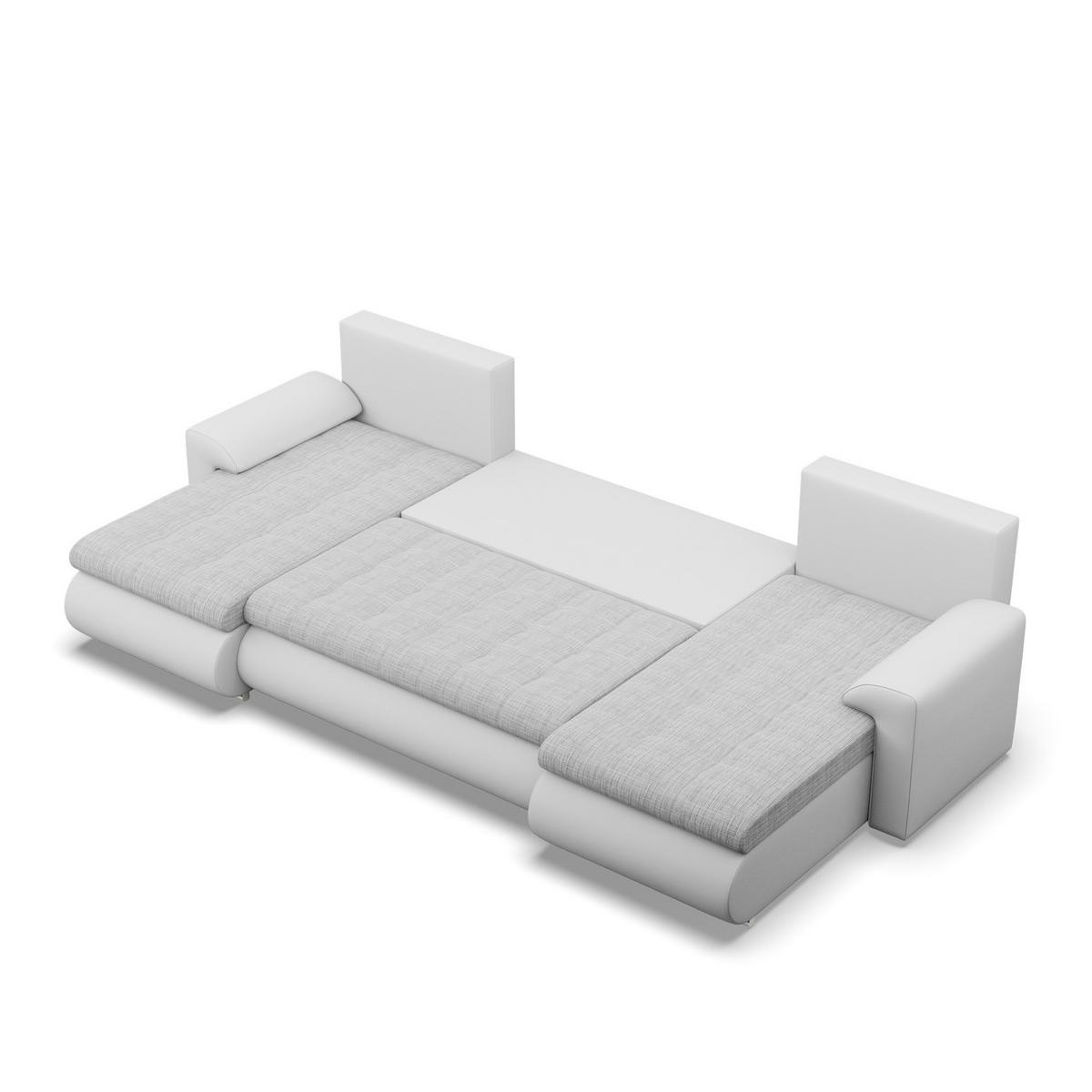 U-SOFA MIT SCHLAFFUNKTION FORESTA, Grau + Grau - Hellgrau/Grau, Textil (302/89/159cm)