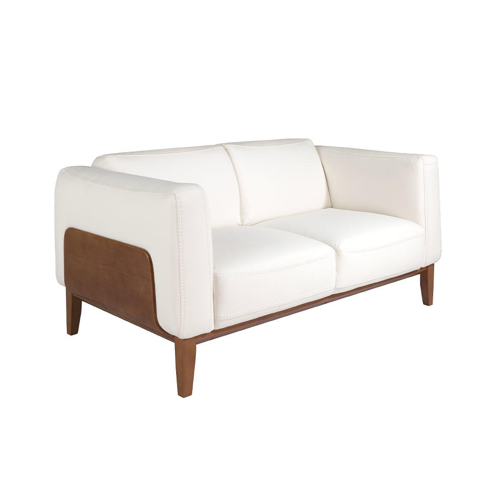SOFA 2-SITZER Weiß Walnuss 159/92/77 cm - Walnussfarben/Weiß, Leder (159/77/92cm) - ANGEL CERDA