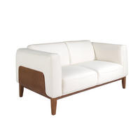 SOFA 2-SITZER Weiß Walnuss 159/92/77 cm - Walnussfarben/Weiß, Leder (159/77/92cm) - ANGEL CERDA