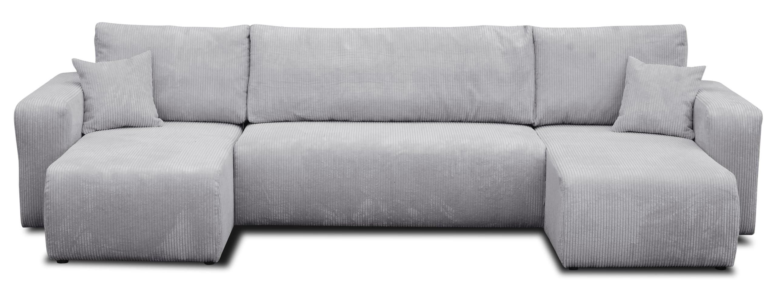 WOHNLANDSCHAFT LUNA U-FORM mit Schlaffunktion und Bettkasten (Hellgrau) - Hellgrau, Textil (312/83/142cm) - VENASI MÖBEL