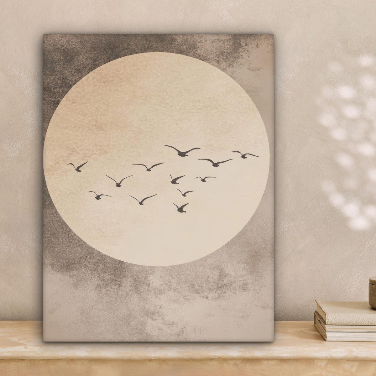 LEINWANDBILD Vogel - Beige - Japanisch Room Decor 30x40 cm - Taupe, Textil (30/40cm) - MuchoWow