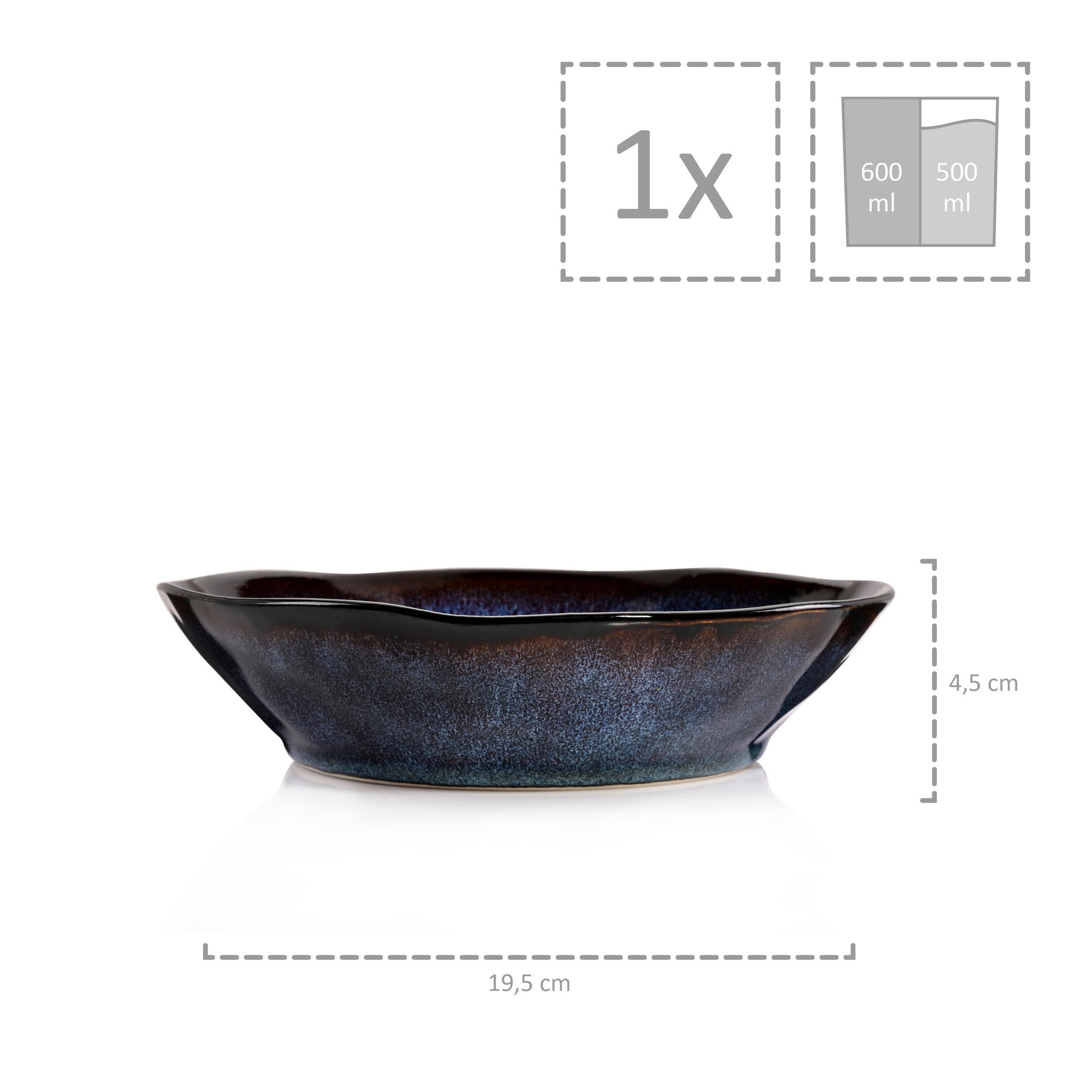 SUPPENTELLER SET TOKIO - 4 teilig aus Steingut - Dunkelblau, Keramik (19.5cm) - Sänger