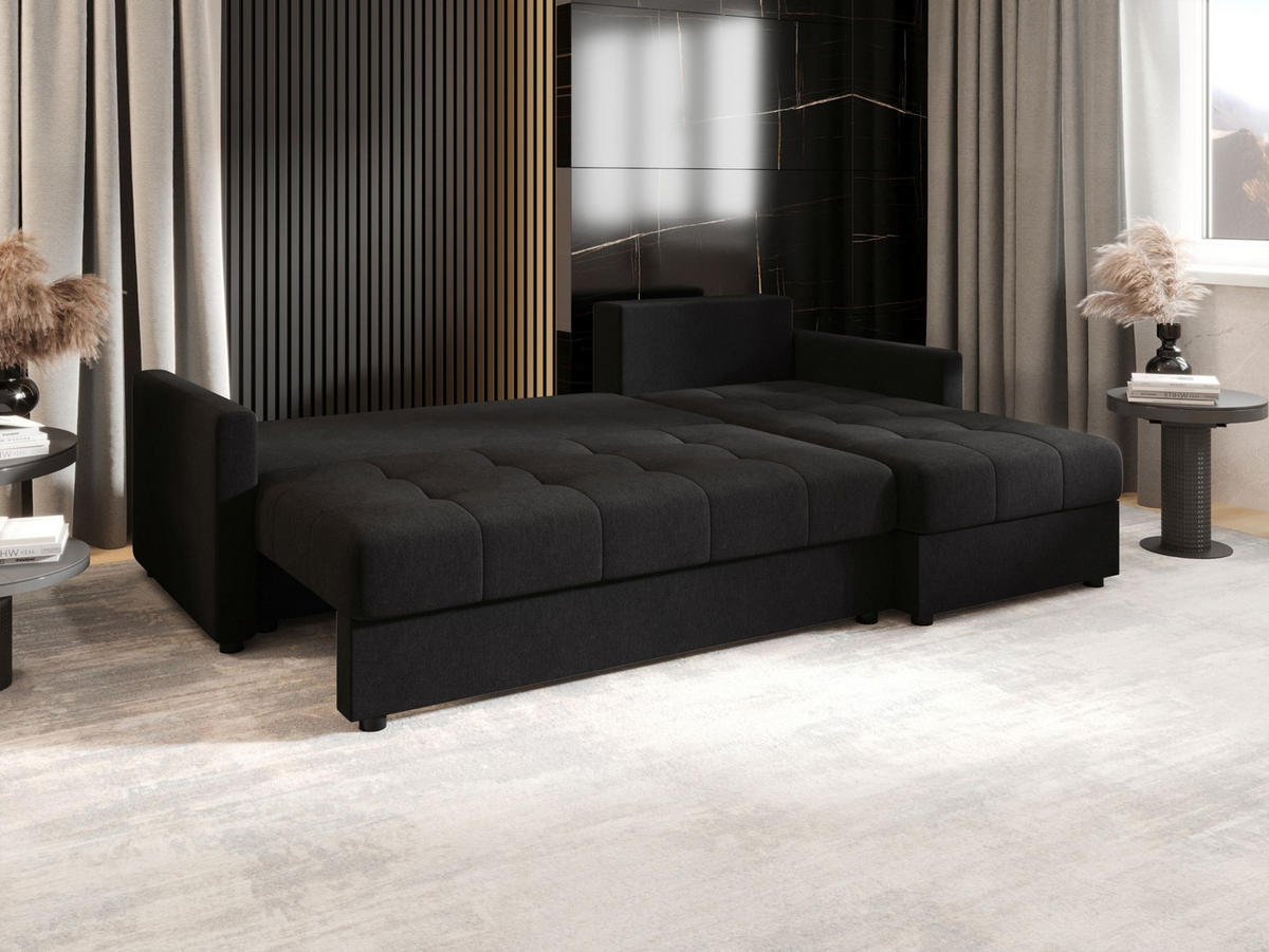 ECKSOFA MOS L BIS Cosmic 100 Rechts mit Schlaffunktion - Schwarz, Textil (220/143cm) - Bedante