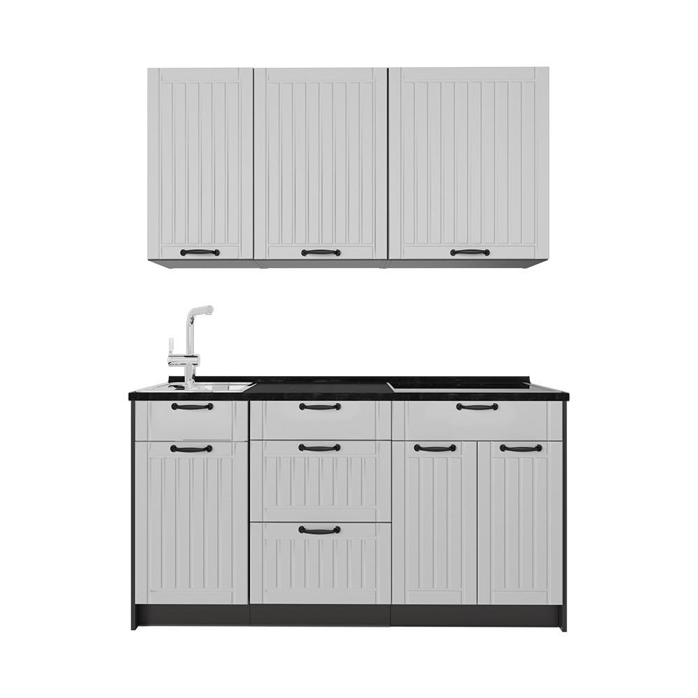 Vicco JEDNOTKOVÁ KUCHYNĚ Fame-Line, Bílý venkovský dům/Antracit, 150 cm bez pracovní desky