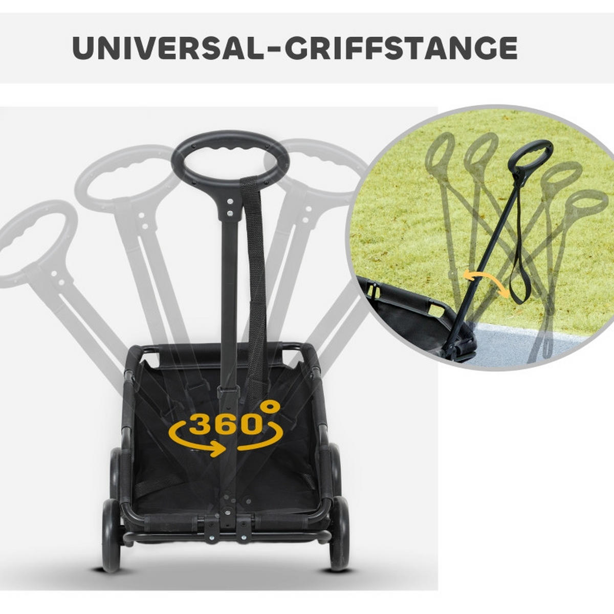 GARTENKARRE aus Polyester in Schwarz mit 4 EVA-Rädern - Schwarz, Textil (45/28/53cm) - Modfu