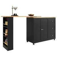 KÜCHENINSEL 135-203/106/39 cm Schwarz aus MDF mit 360°-Drehfunktion - Schwarz, Holzwerkstoff (39/106/203cm) - OKMYHOME