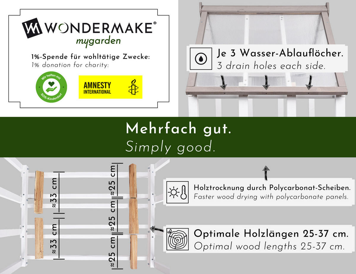 KAMINHOLZREGAL depositio1 - Weiß, Holz (110/150/75cm) - WONDERMAKE