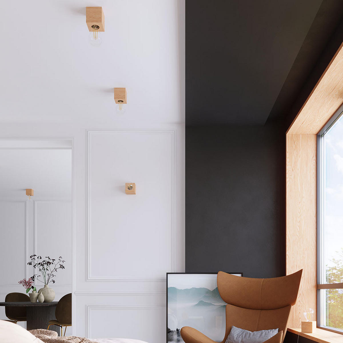 WANDLEUCHTE ARIZ Holzoptik Braun - Braun, Holz (10/10/10cm)