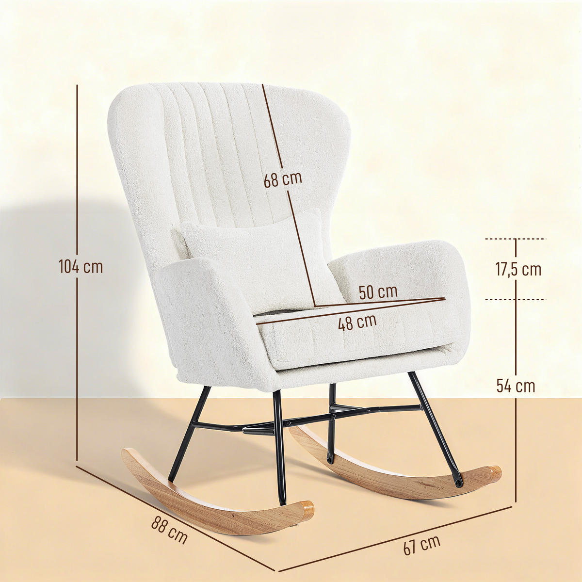 SCHAUKELSTUHL DE-17412 Weiß - Weiß, Metall (67/104/88cm) - ComfortXL