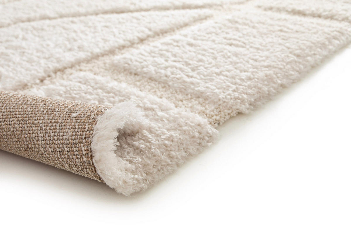 TEPPICH weich mit Relief aus recyceltem Polyester weiß - Weiß, Textil (160/230cm) - AFK Living