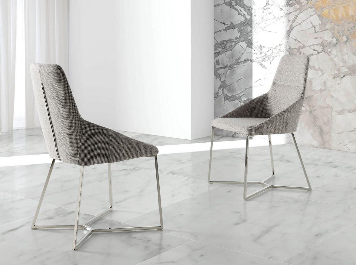 STUHL aus grauem Stoff - Chromfarben/Edelstahlfarben, Textil/Metall (50/91/61cm) - ANGEL CERDA