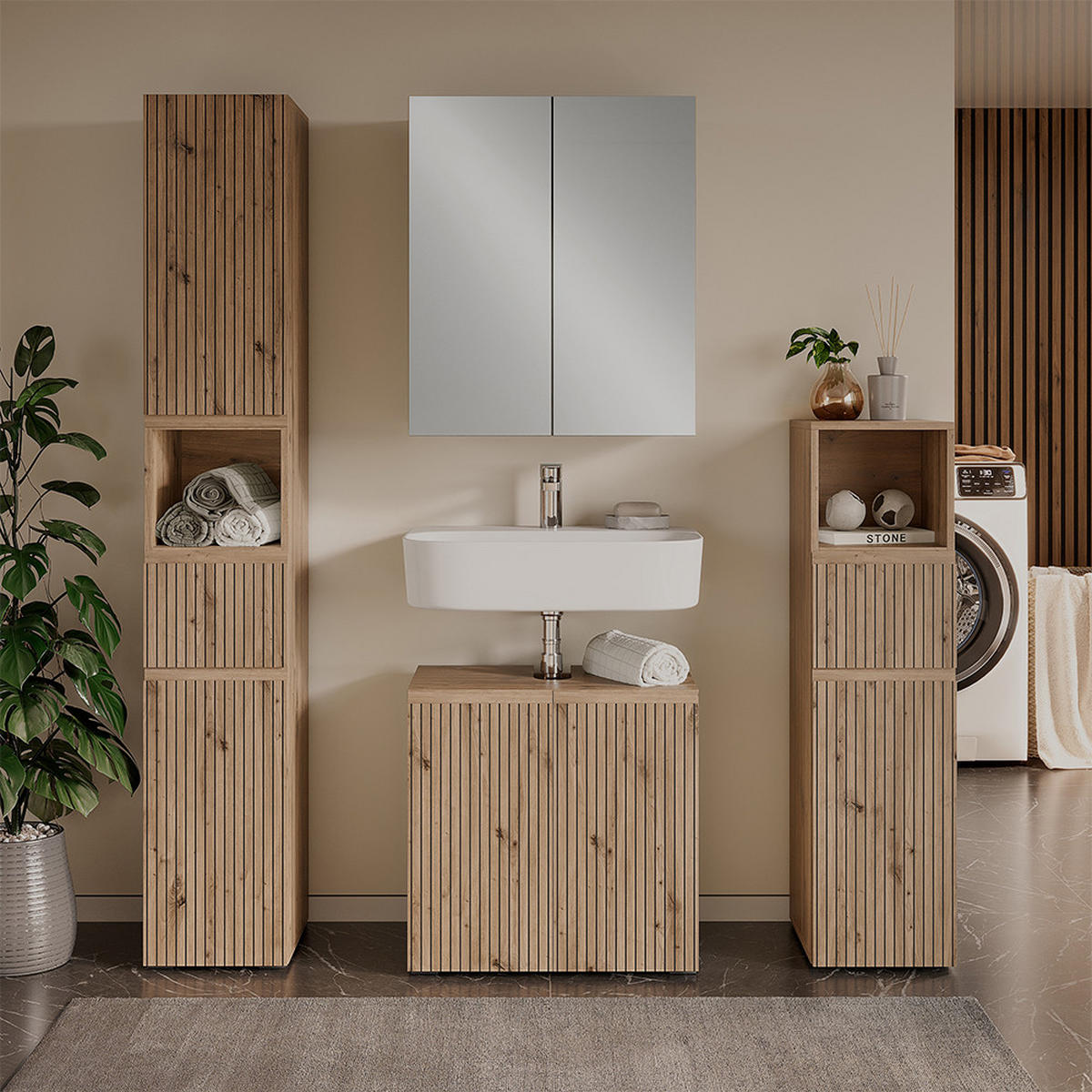 WASCHBECKENUNTERSCHRANK Takumi Artisan 60 x 58 cm 2 Ablagefächer - Eiche Artisan, Holzwerkstoff (60/58/35cm) - Vicco