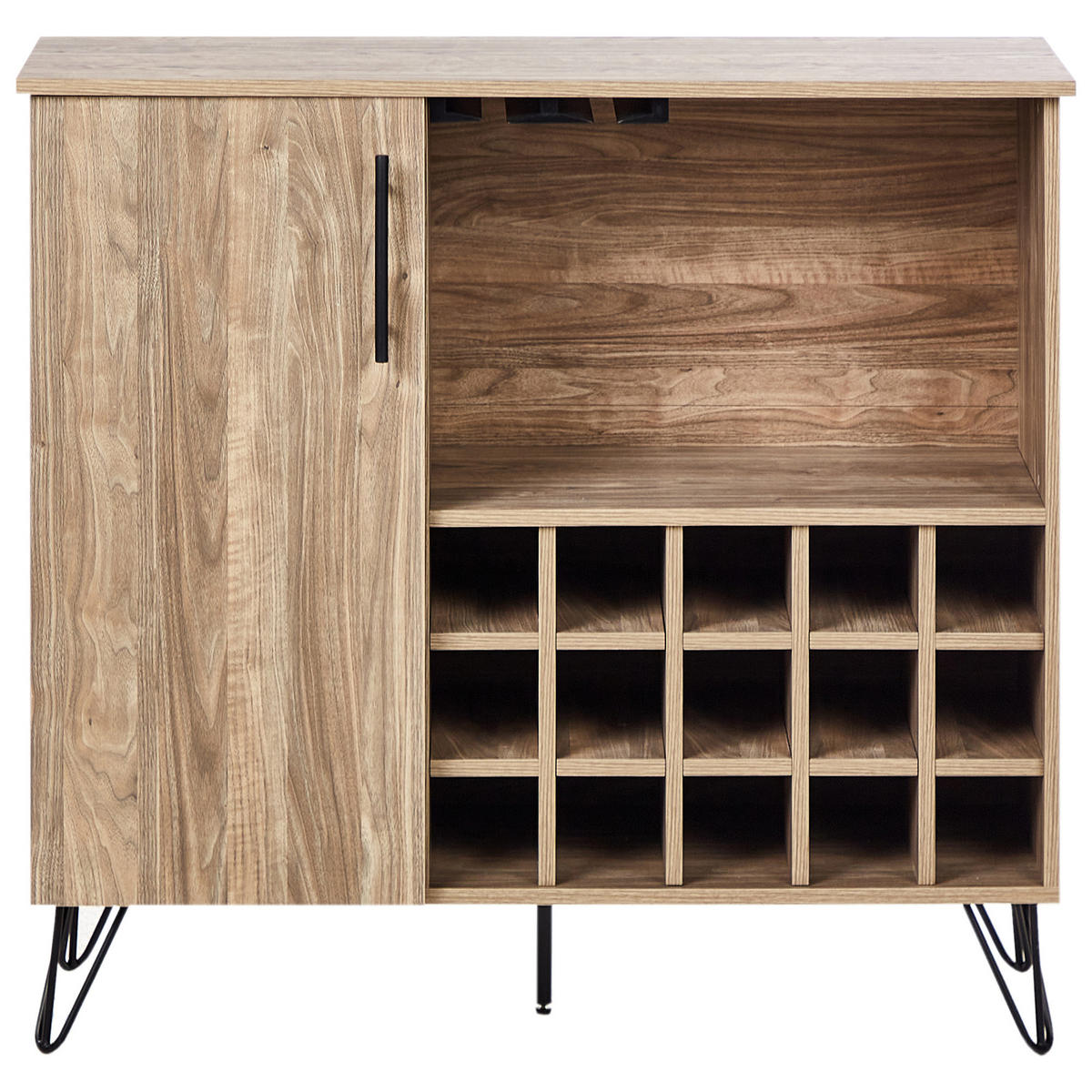 WEINREGAL Hellbraun Eliston - Hellbraun/Schwarz, Holzwerkstoff (97/90/36cm) - Beliani