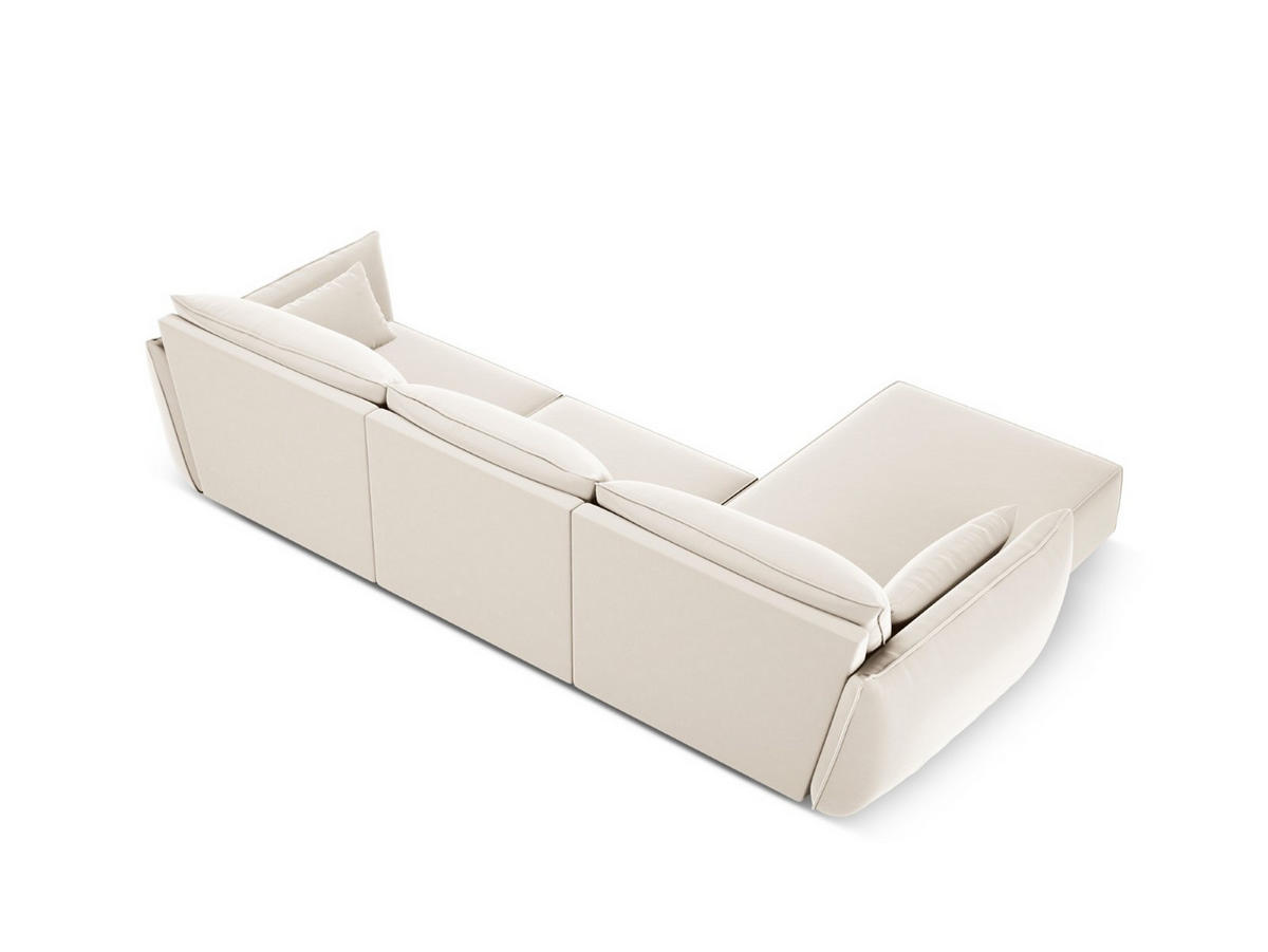 ECKSOFA links Kaelle aus Samt leichtes beige 4 Sitzplätze - Creme, Textil (171/308cm) - Micadoni