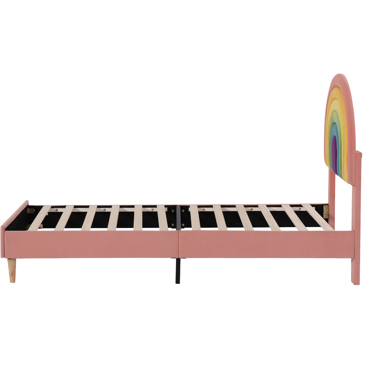 POLSTERBETT aus Samt 90x200 cm Rosa mit höhenverstellbarem Kopfteil und Lattenrost - Rosa, Textil (90/200cm) - IVMEU