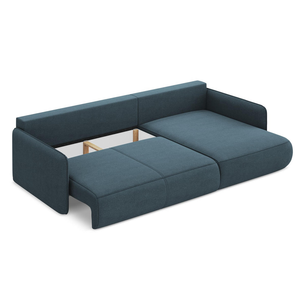 ECKSOFA mit Schlaffunktion Strukturstoff Stoff Blau - Blau/Blaugrau, Kunststoff/Textil (240/148cm) - LaMiaSofa