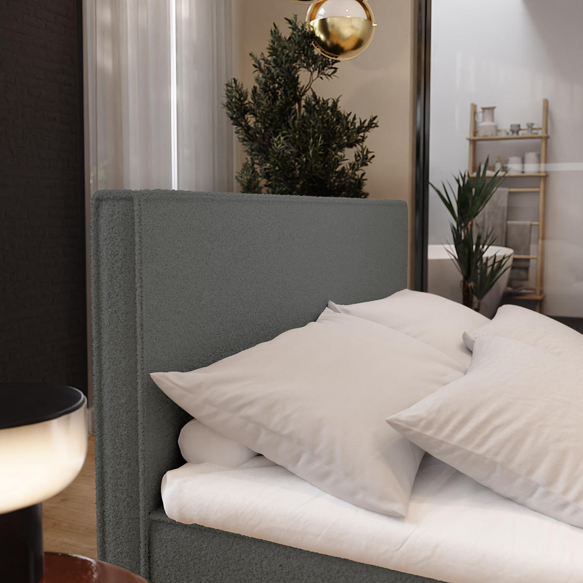 BOXBETT PELLIO 140x200 cm mit Matratze und Topper - Grau - Grau, Holz (140/200cm) - MASSENO