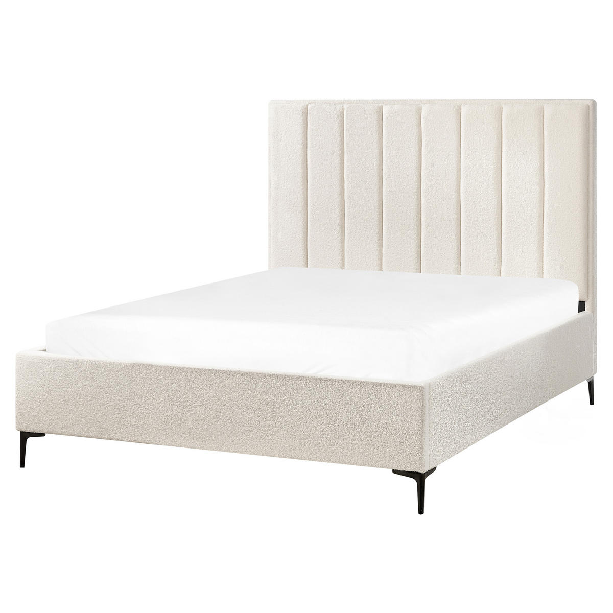 SPALNI KOMPLET bouclé kremasto bela 160/200 cm Sezanne - krem, tekstil (160/200cm) - Beliani