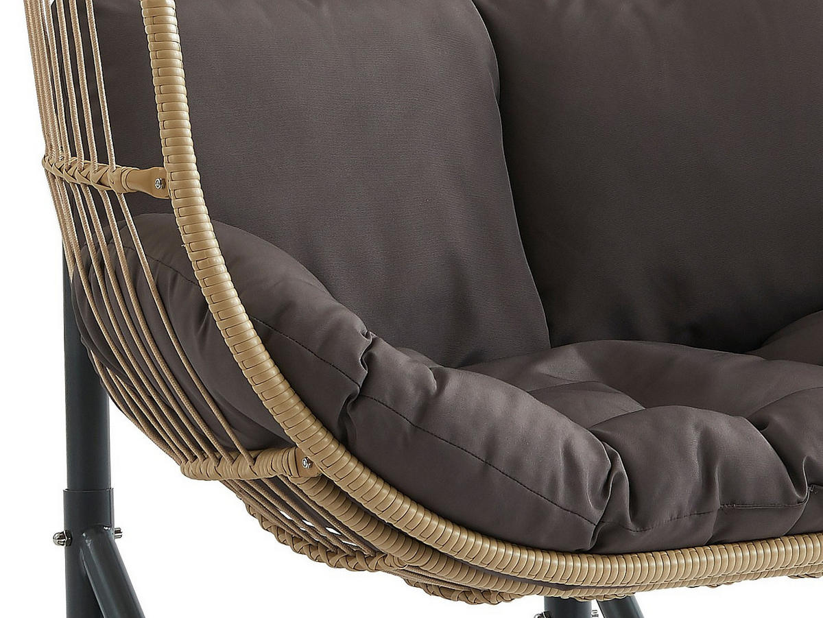 HÄNGESESSEL - 2 -Sitzer - Harz - anthrazitgrau, naturfarben hell - LISSANDRA - Anthrazit, Metall (150/194/106cm) - Vente-Unique