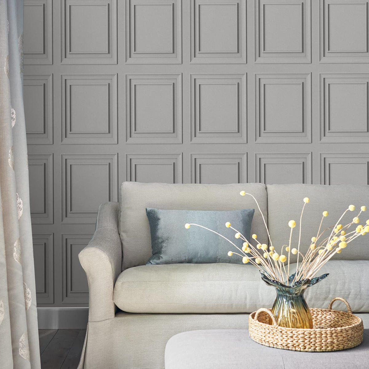 VLIESTAPETE Redbrook Wood Panel Silber | Silber | Holzpaneele | 10mx52cm - Silberfarben, Papier/Kunststoff (52/1000cm) - Graham & Brown