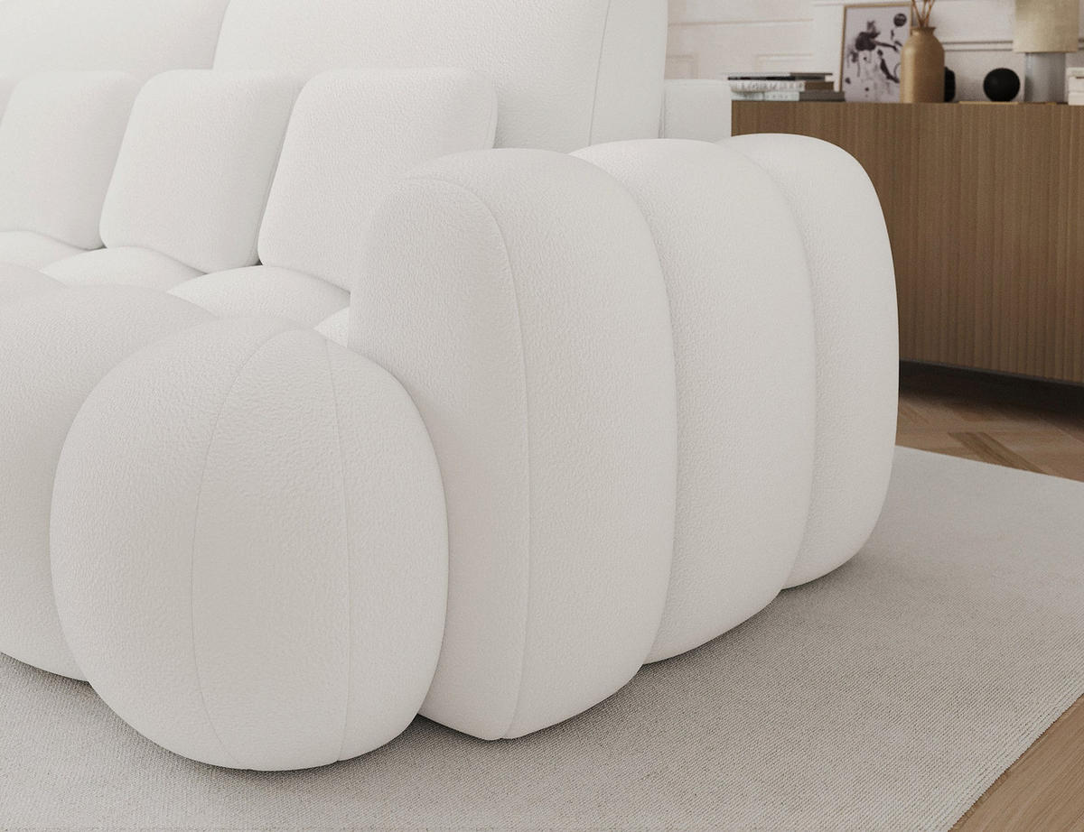 SCHLAFSOFA COTONN 256 cm – Modernes 3-Sitzer Sofa mit Schlaffunktion, Bettkasten und Dekokissen - Weiß, Kunststoff (256/119/105cm) - Wohnideebilder
