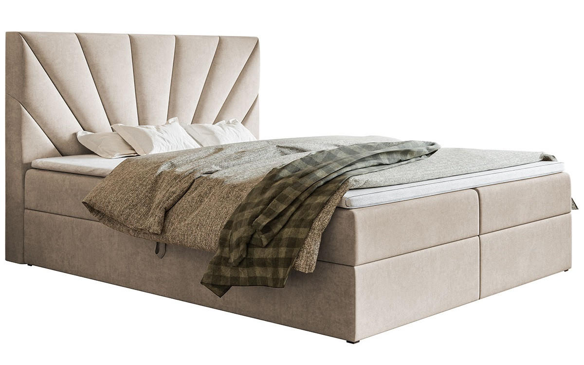 BETT Beige FOX 6 Kontinental 180x200 cm - Beige, Textil (180/200cm) - Sepro Meble