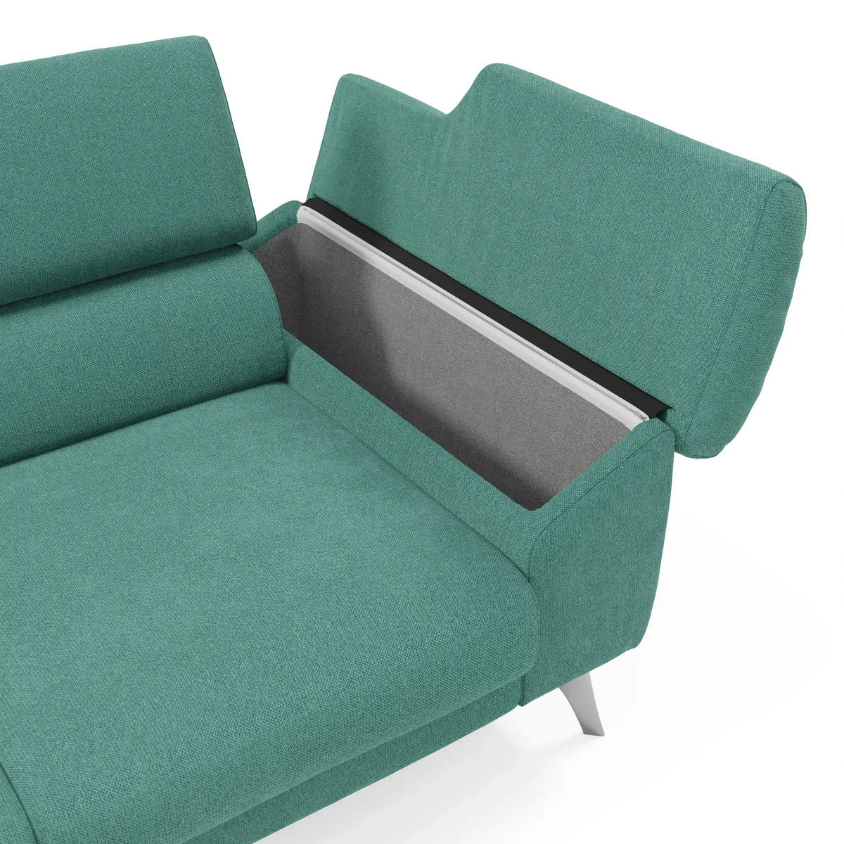 LINEARSOFA Donatello - Smaragdgrün, Metall (265/76/102cm) - Divani.store