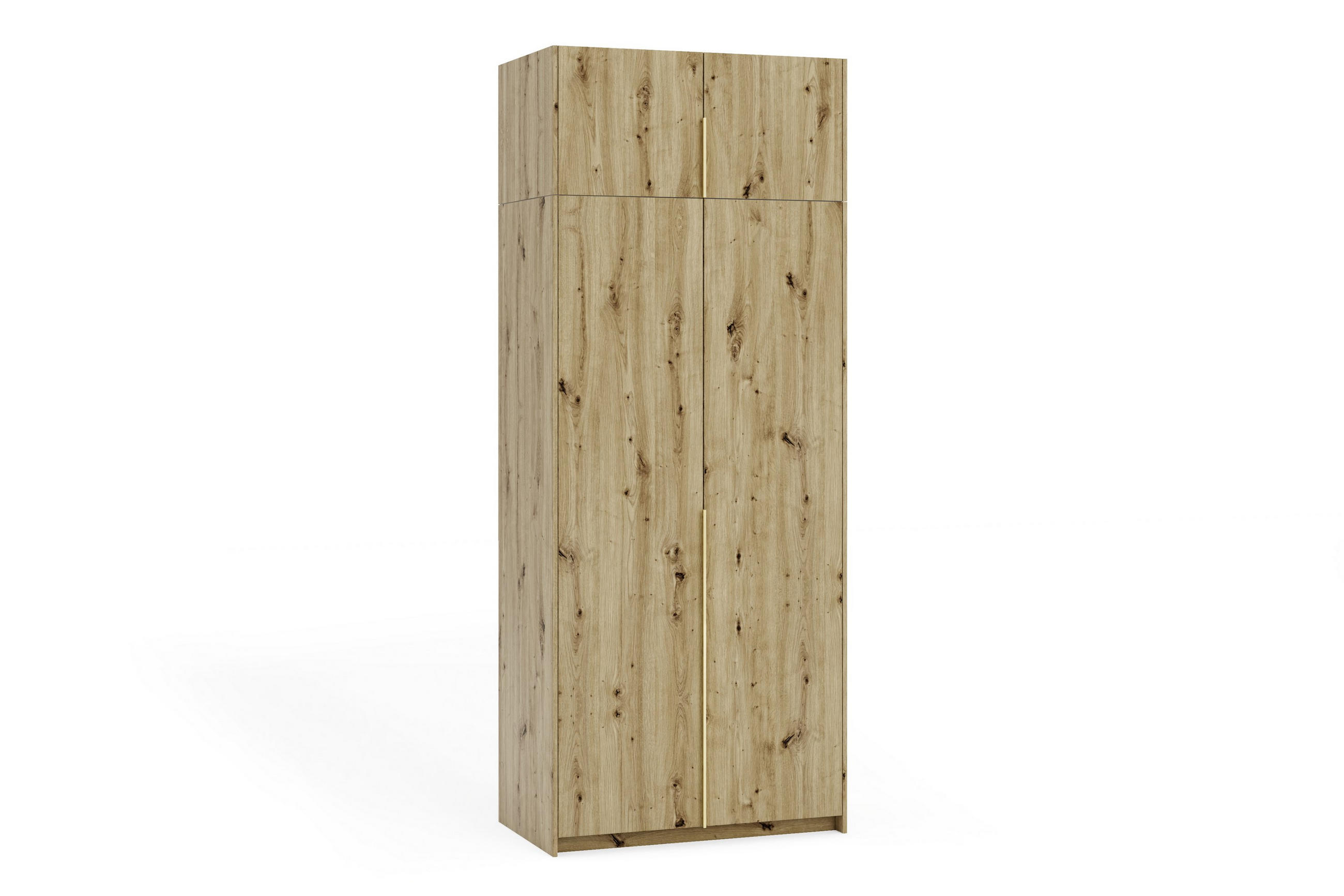 Masseno Drehtürenschrank Eiche Artisan, Gold 100x250x58 cm