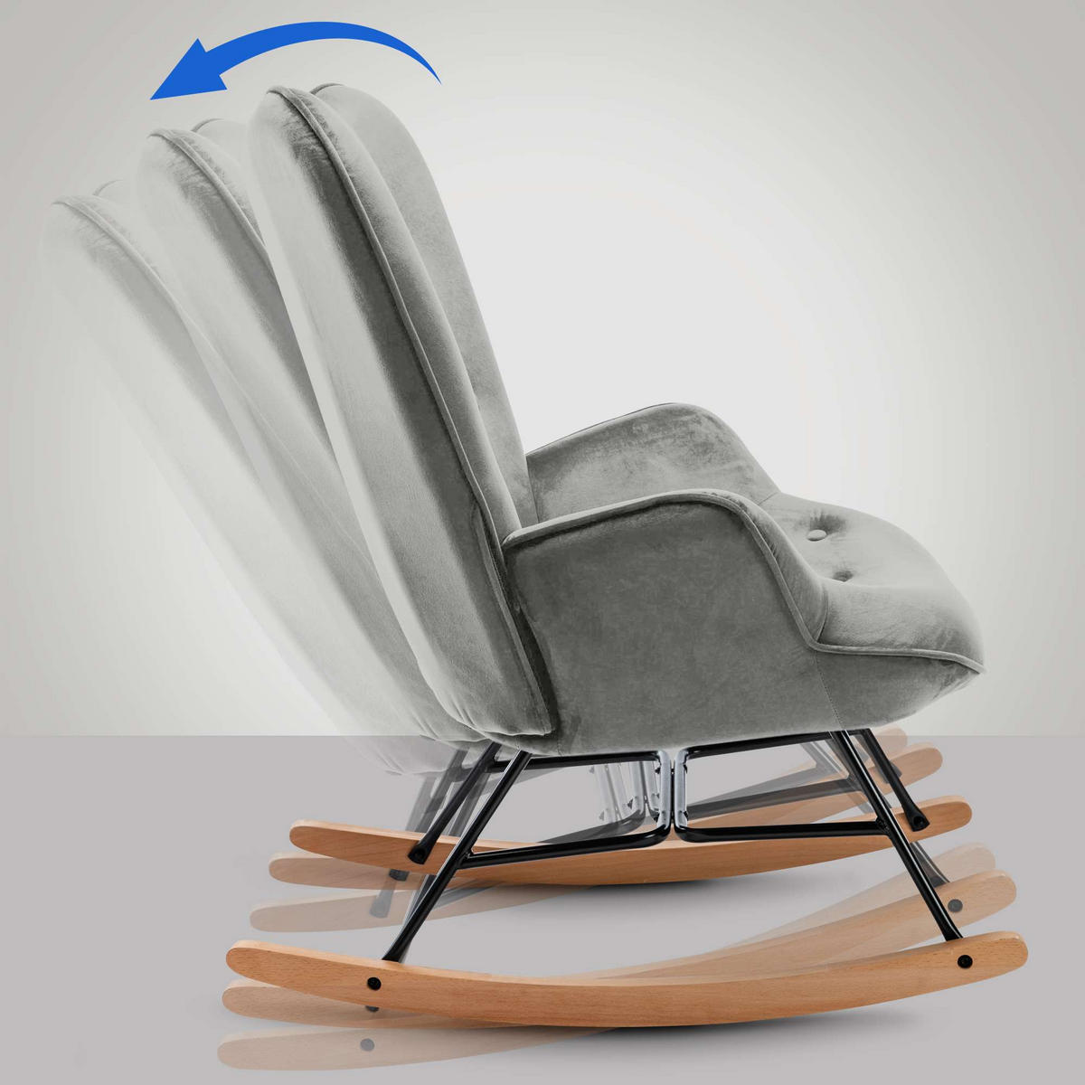 SCHAUKELSTUHL Samt grau - Grau, Textil/Metall (71/98/88cm) - CLP