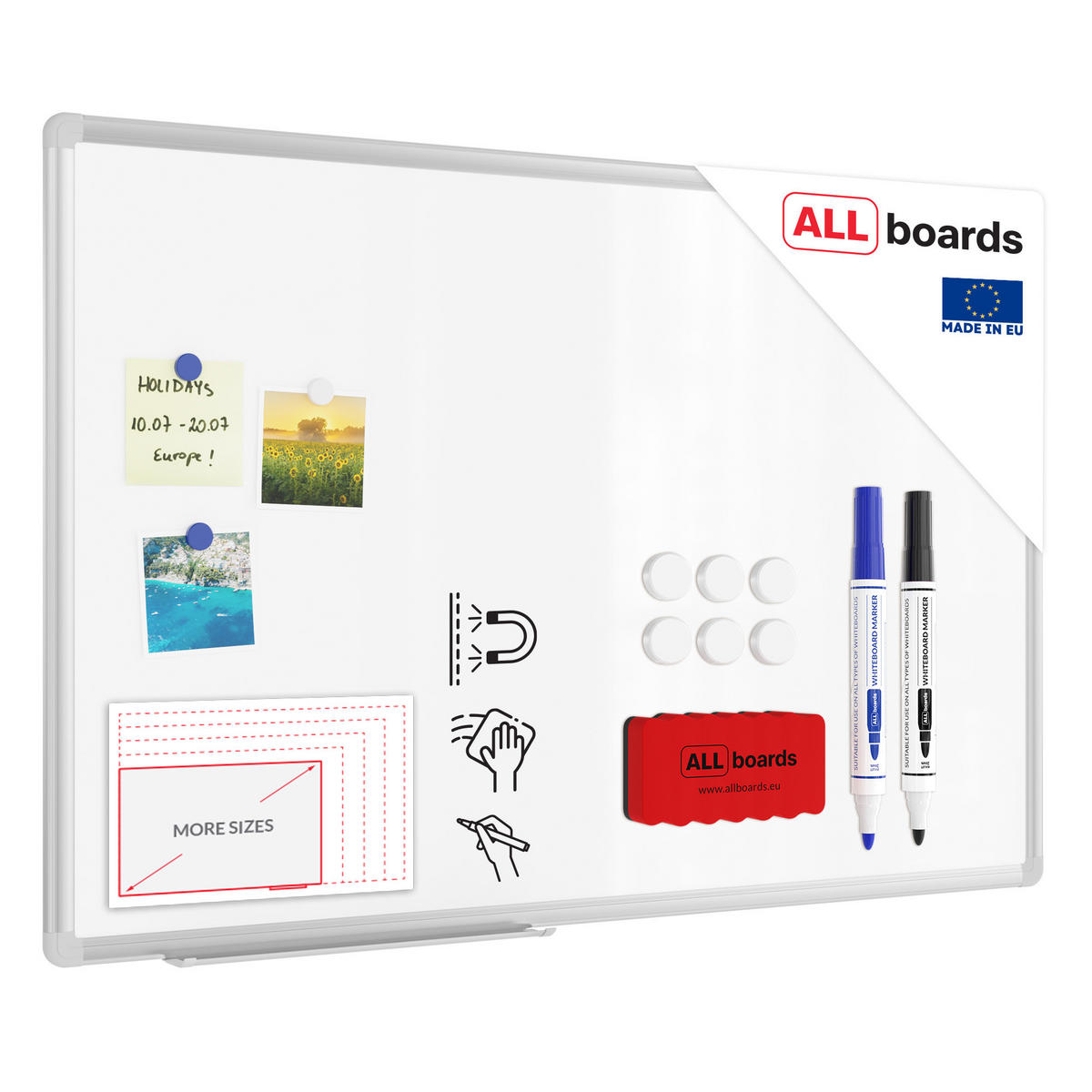 WHITEBOARD 90x60cm Magnetisches PREMIUM EXPO Alurahmen - Weiß, Metall (90/60/1.6cm) - ALLboards