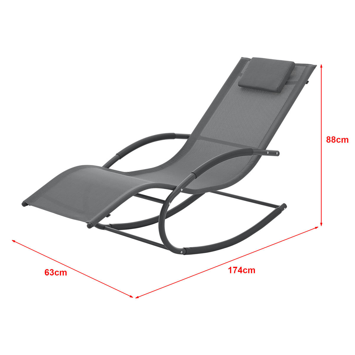 SCHAUKELLIEGE Tarent - Dunkelgrau, Metall (174/88/63cm) - [en.casa]