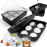 EISWÜRFELFORM Silikon 2er Set mit Deckel BPA-frei - Schwarz, Kunststoff (1/1/1cm)