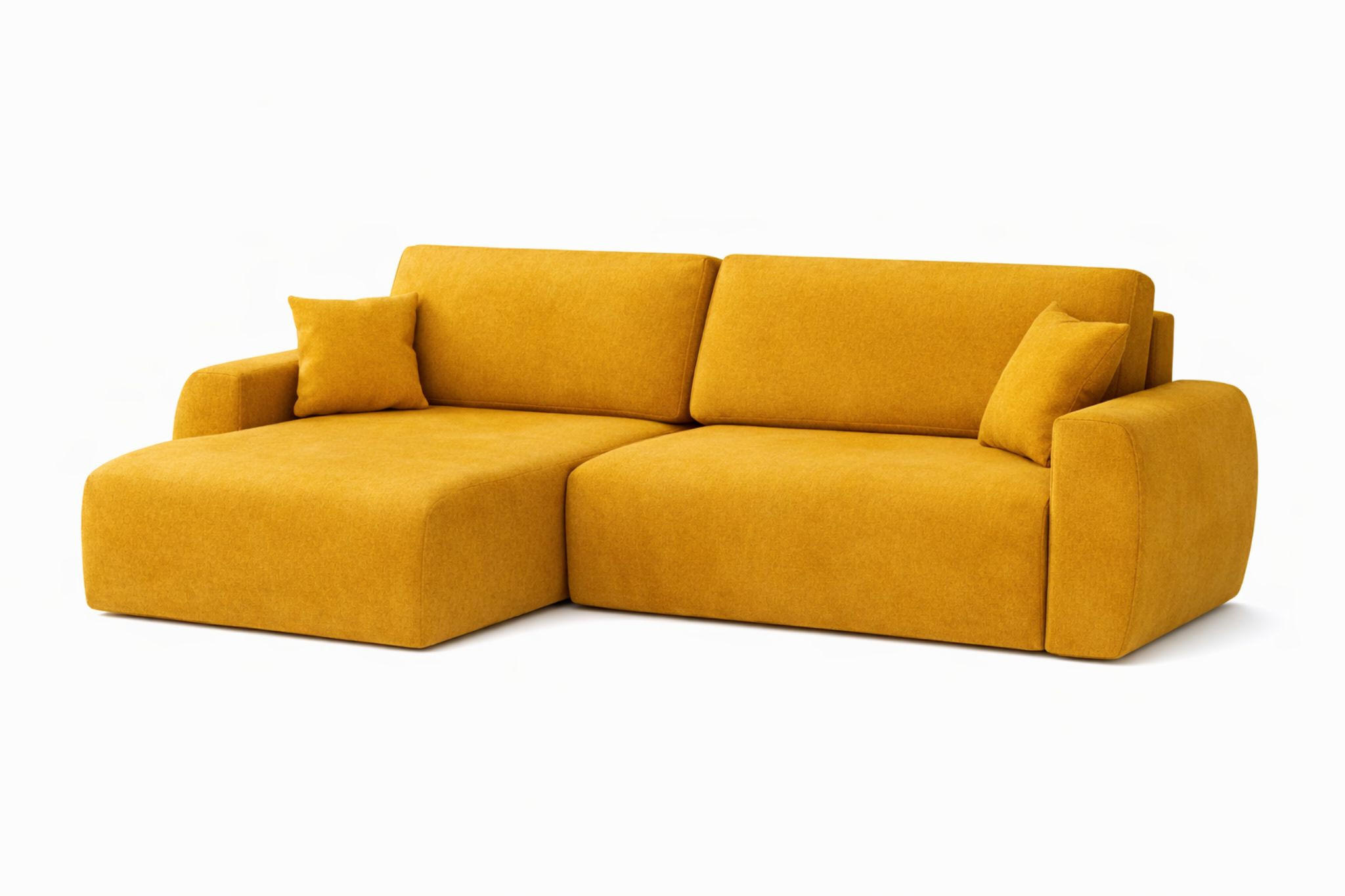 ECKSOFA Mit Schlaffunktion Ariel L, Velours, Stoff Salvador, Gelb, Links - Gelb, Holz (250/142cm) - Kaiser Möbel
