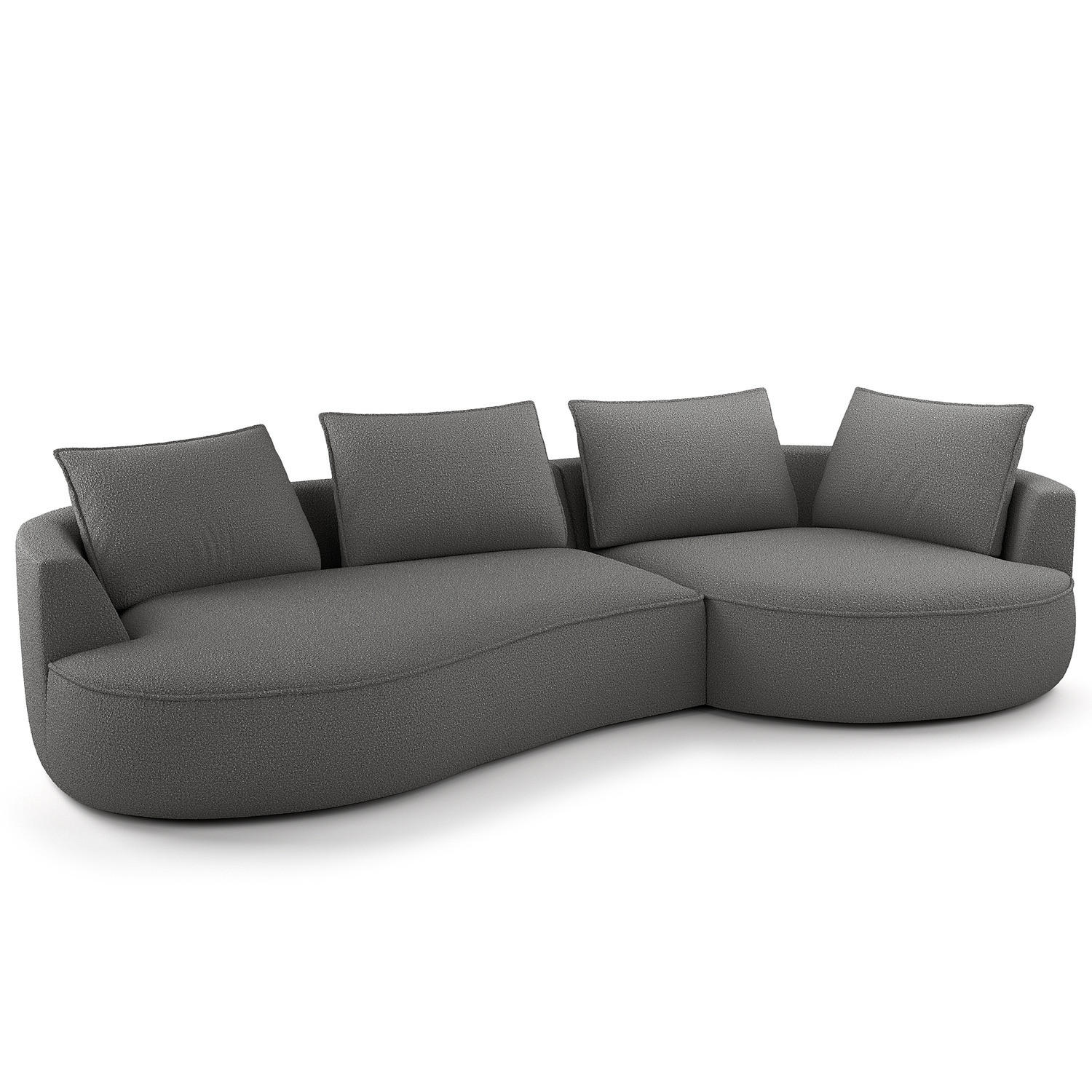 BIGSOFA - Schwarz/Grau, Kunststoff/Textil (322/82/154cm) - home24