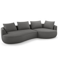BIGSOFA - Schwarz/Grau, Kunststoff/Textil (322/82/154cm) - home24