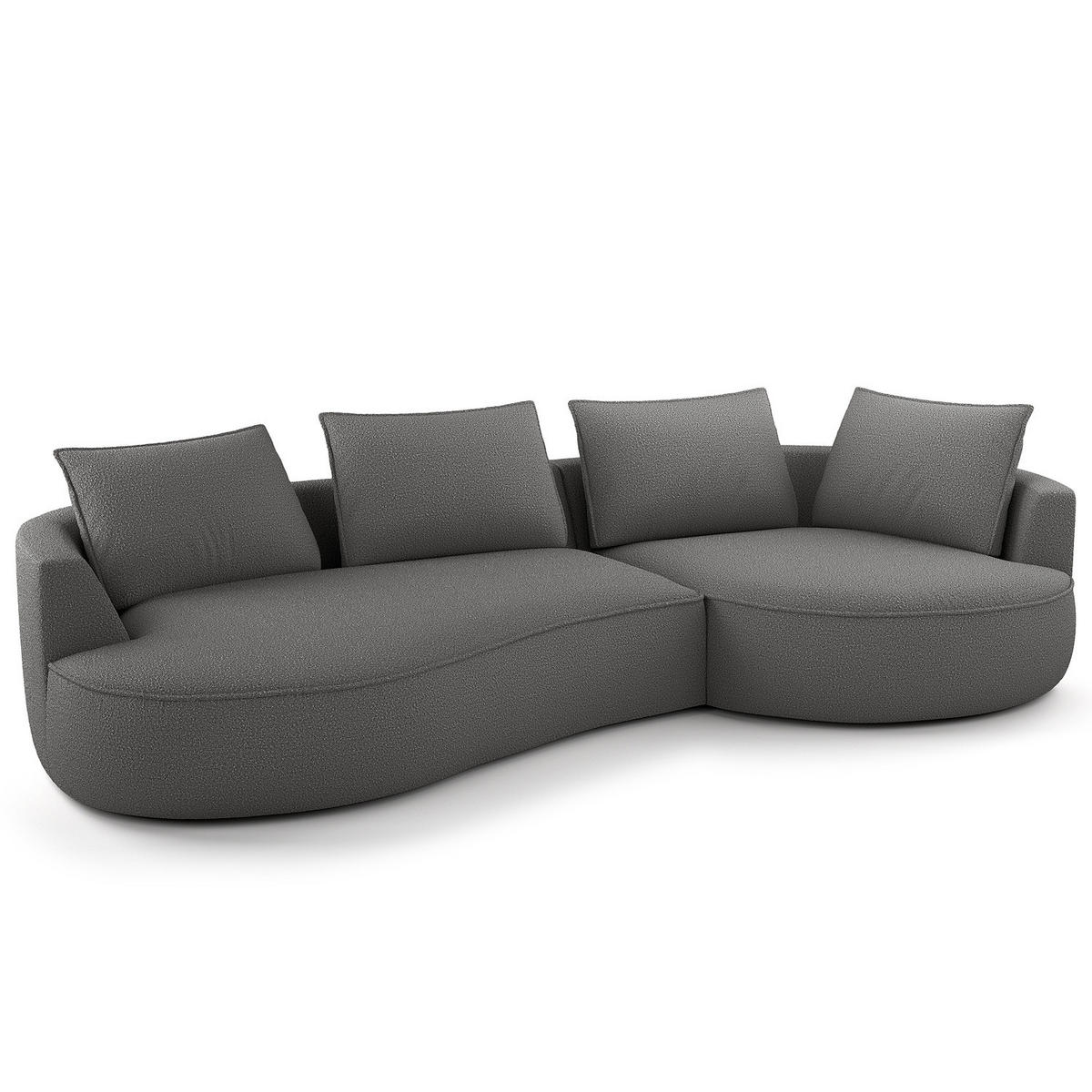 BIGSOFA - Schwarz/Grau, Kunststoff/Textil (322/82/154cm) - home24