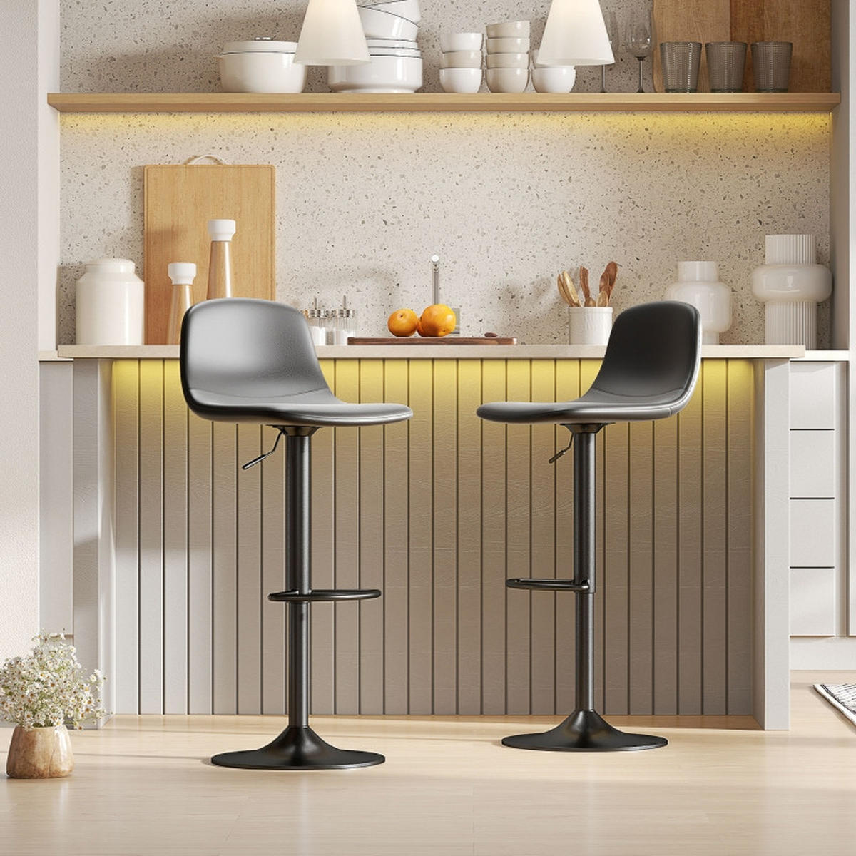 BARHOCKER DE-36019 2er Set höhenverstellbar drehbar Schwarz - Schwarz, Metall (44/104/40.5cm) - ComfortXL