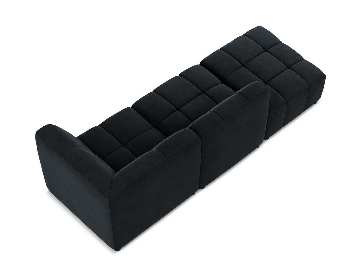 ECKSOFA Links Samt Stoff Blau - Türkis/Schwarz, Holzwerkstoff/Kunststoff (240/90cm) - Makamii