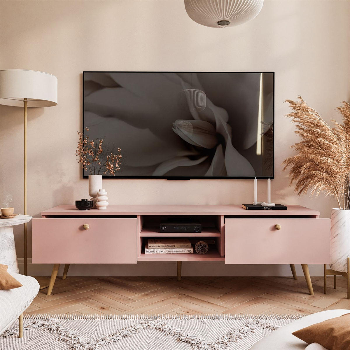 TV-RACK HARMONY 170 cm Natürlich Rosa - Rosa, Holzwerkstoff (170/50/41cm) - Lookway