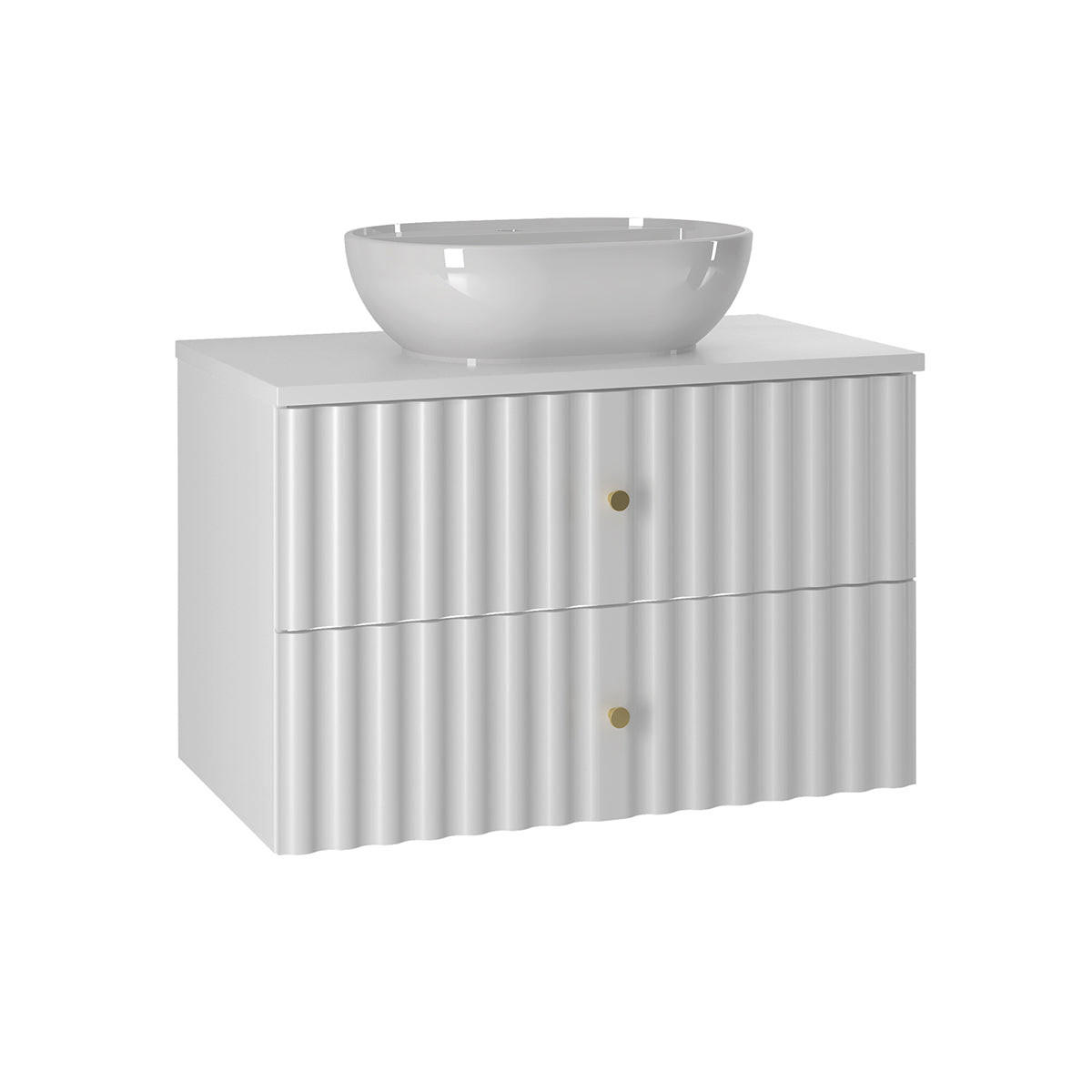 BADMÖBEL 80.6cm Izae 2er-Set Weiß - Weiß, Holzwerkstoff (80.6/52.2/46.5cm) - Petits-meubles