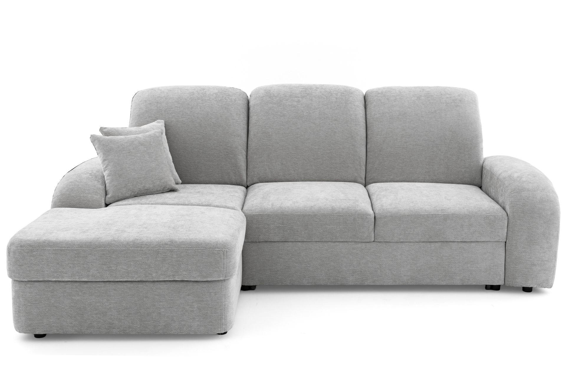 ECKSOFA VIBE S Links mit Schlaffunktion 130x202 Chenille Hellgrau - Hellgrau/Schwarz, Holz/Kunststoff (255/156cm) - Muffo