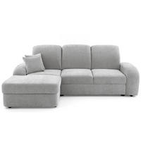 ECKSOFA VIBE S Links mit Schlaffunktion 130x202 Chenille Hellgrau - Hellgrau/Schwarz, Holz/Kunststoff (255/156cm) - Muffo