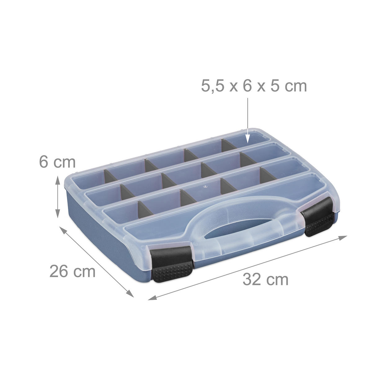 SORTIERBOX Mehrfarbig 3er-Set mit Deckel - Grau, Kunststoff (32/6/26cm) - Relaxdays