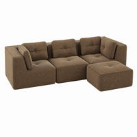 ECKSOFA modular ohne Aufbau Cord Brown - Braun, Kunststoff (177/297cm) - Meubliv