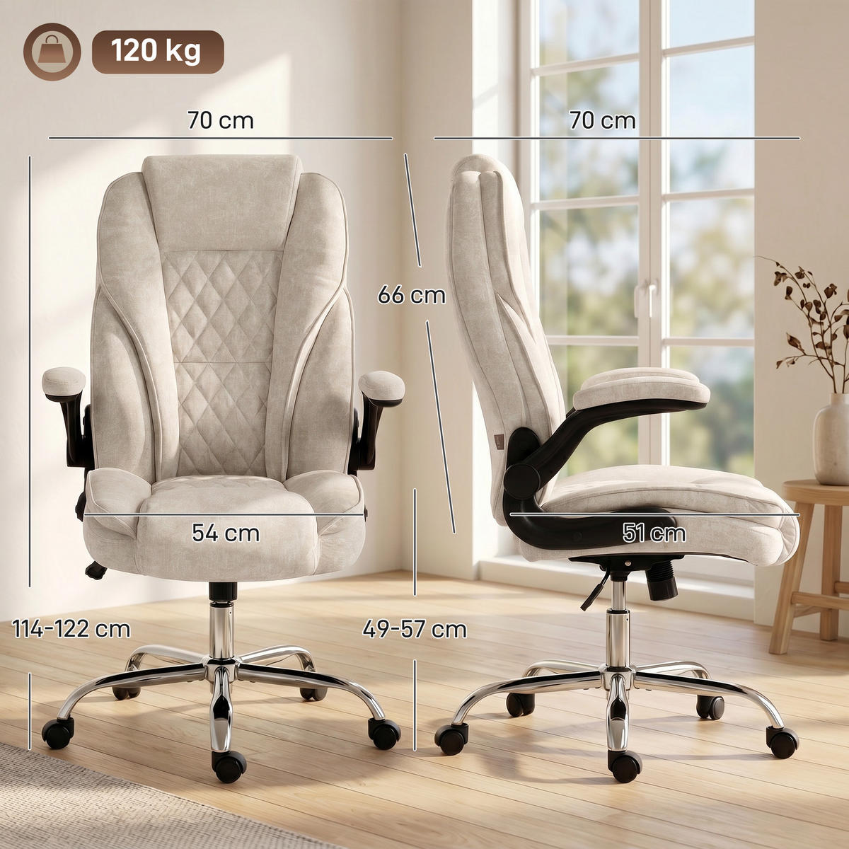 BÜROSTUHL Beige 70.0/70.0/122.0 cm - Beige, Textil (70/122/70cm)