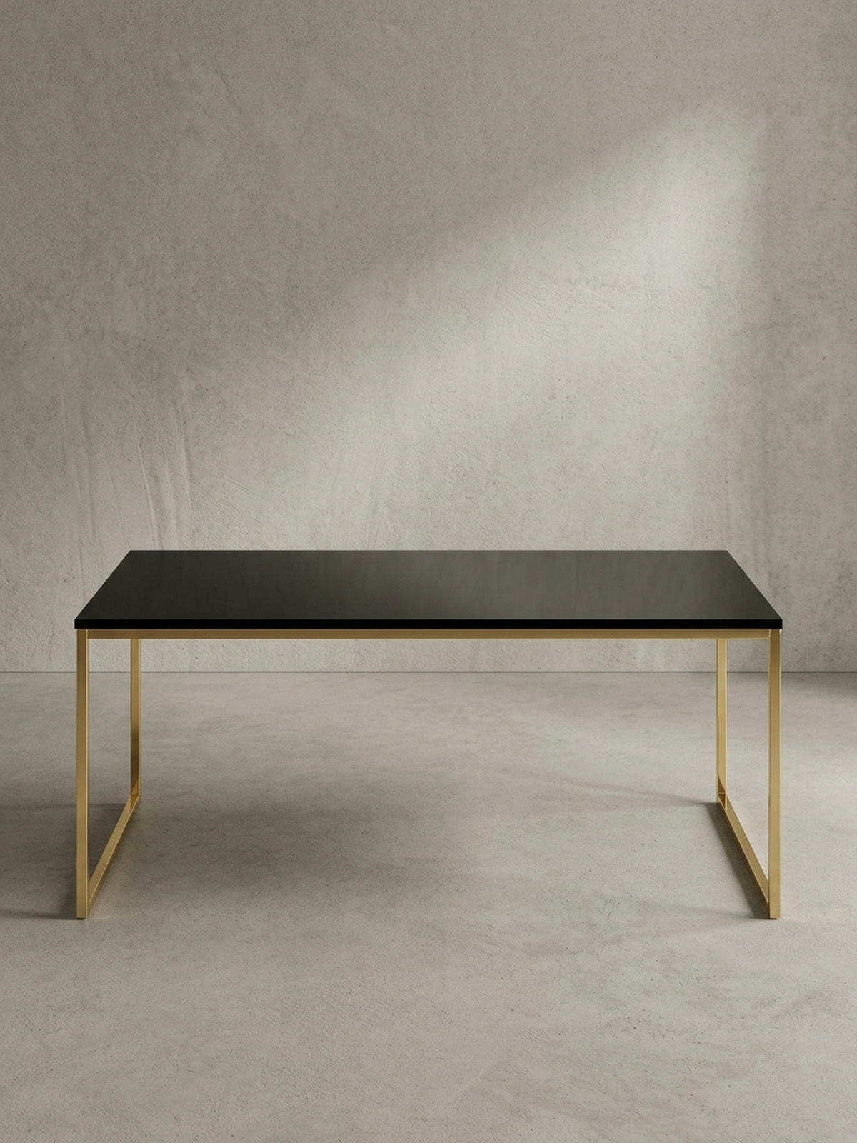 COUCHTISCH RIVA, Schwarz, Metall und Holz, Filigrane Beine, Maße 120x45x60 cm - Goldfarben/Schwarz, Holz/Metall (60/120/45cm) - KADIMA DESIGN