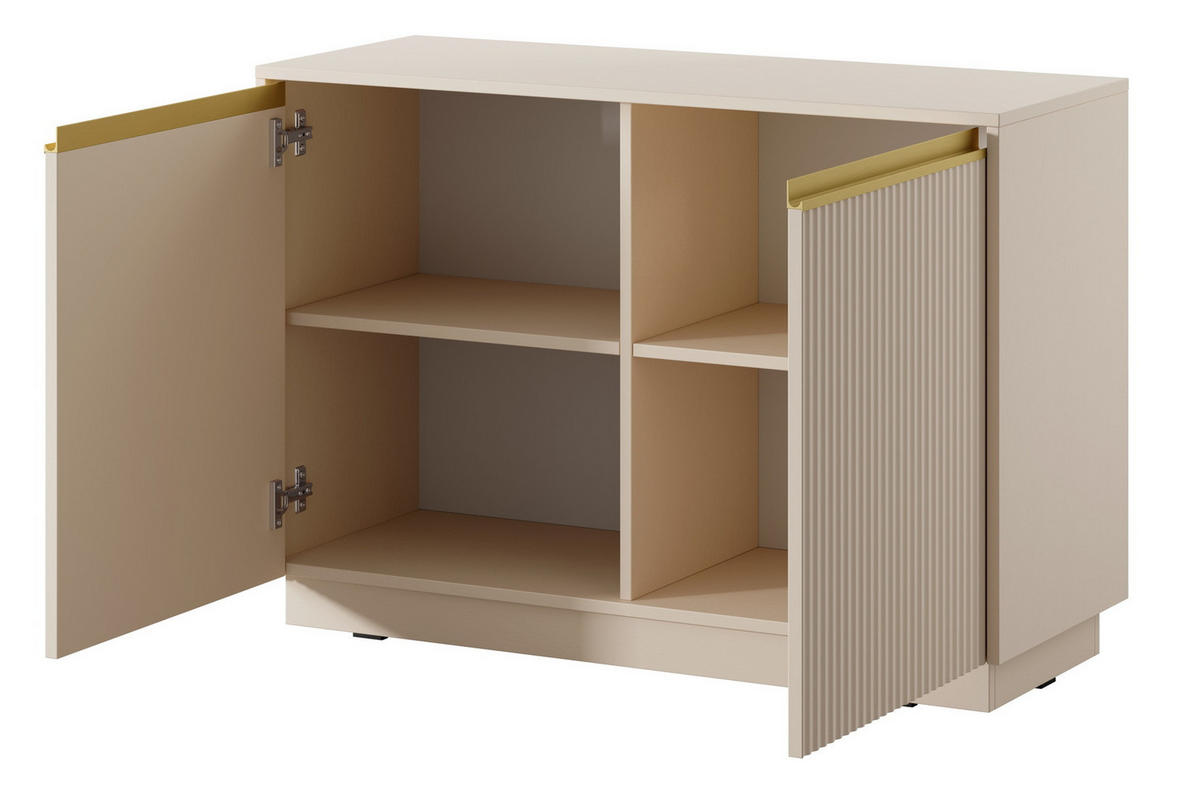 KOMMODE 2 Türen 104 cm Baron - gold accessories, Beige - Beige, Holz (104/72/39cm) - Emporius