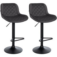 BARHOCKER 2er Set Samt Schwarz - Schwarz, Textil/Metall (50/84/52cm) - CLP